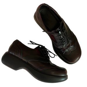 Dansko Melodie Cordovan Cabrio Lace Up Clogs Shoes Red Maroon Size 37